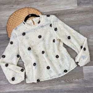 Retro floral print 70’s disco‎ blouse